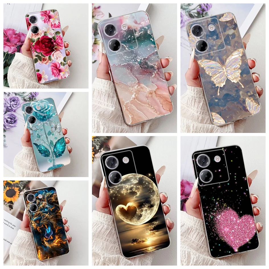 Para Xiaomi Poco M7 Pro 5G funda bonita amor corazón mariposa dragón dibujos animados suave transparente funda trasera de silicona para Poco M7 Pro 5G Fundas