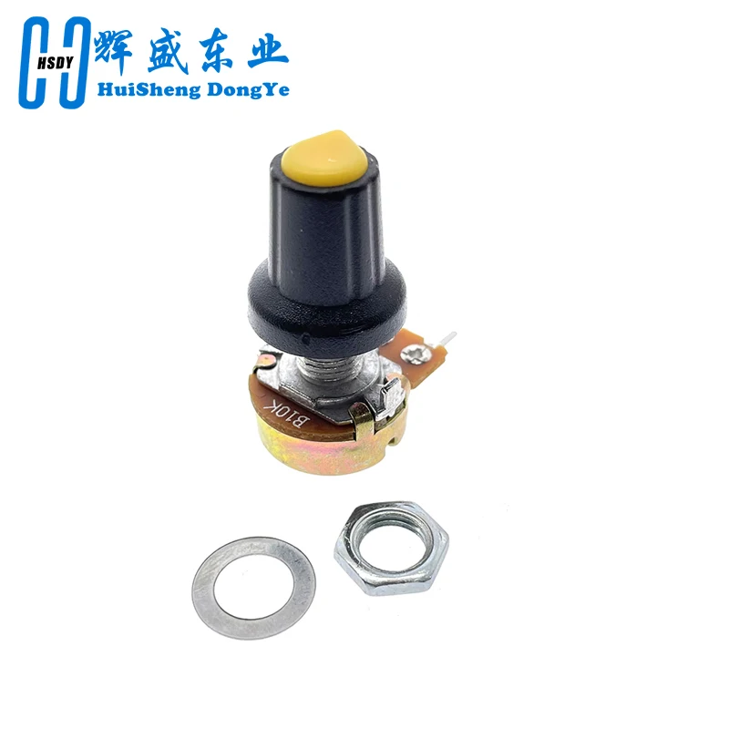 Kit de potenciómetro WH148 1K 2K 5K 10K 20K 50K 100K 250K 500K 1M 15mm juego de potenciómetro giratorio cónico lineal de 3 pines con tapa de perilla - imagen 5