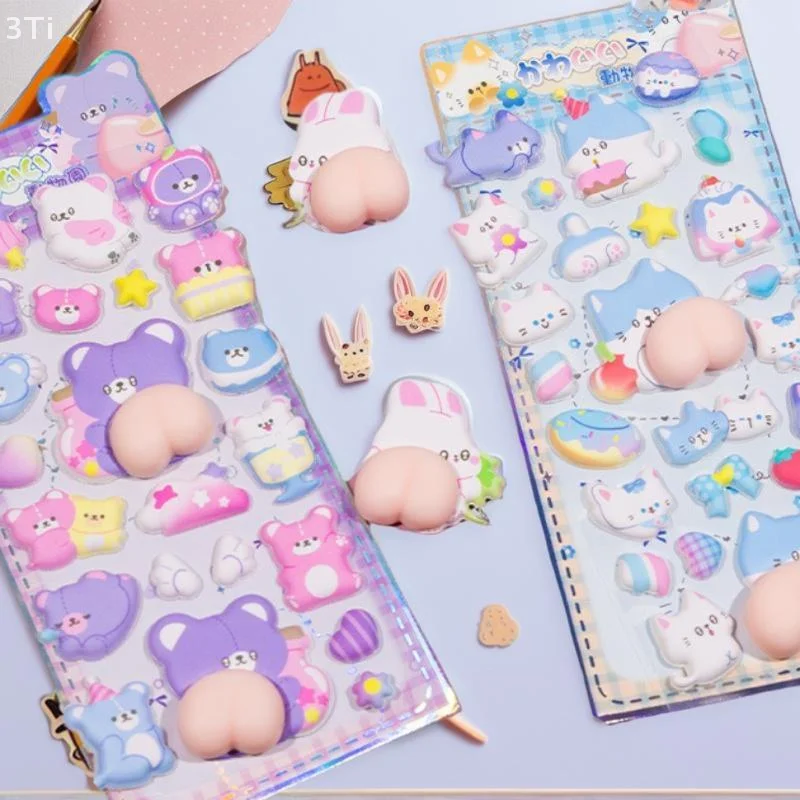 Stylish 3D Animal Stickers, Soft Puffy Cartoon Decors for Scrapbooking, DIY Journals, Office Products