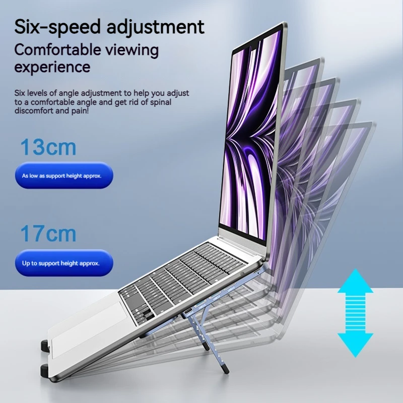 Soporte plegable de Metal para ordenador portátil, soporte ajustable con concentrador USB C, estación de acoplamiento USB C multipuerto para MacBook/HP/Lenovo de 10-17 pulgadas - imagen 5