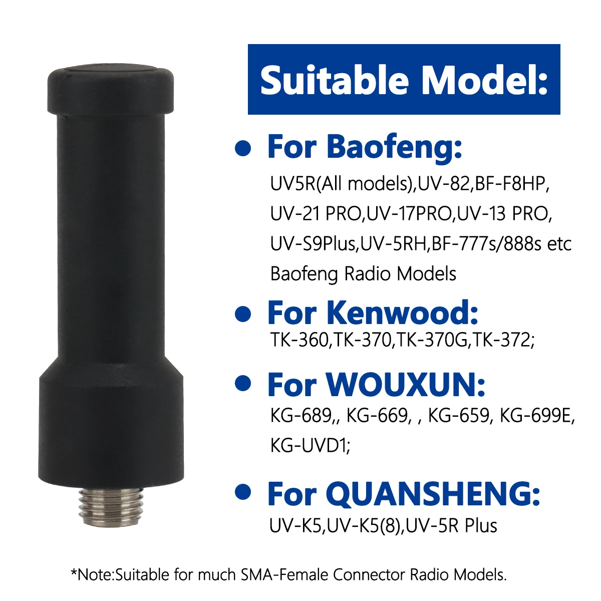 Antena ABBREE antena rechoncha SMA-hembra UHF 400-470MHz antena de Radio bidireccional para UV-5R UV-21 PRO Walkie Talkie Mini antena - imagen 4