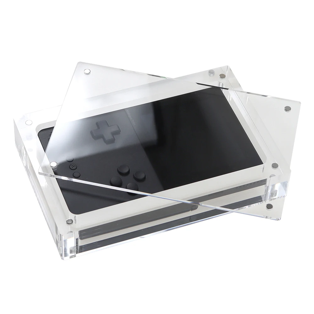 Caja de almacenamiento de consola con cubierta magnética acrílica transparente, funda protectora para consola de juegos portátil AP de bolsillo analógico, 1 ud.