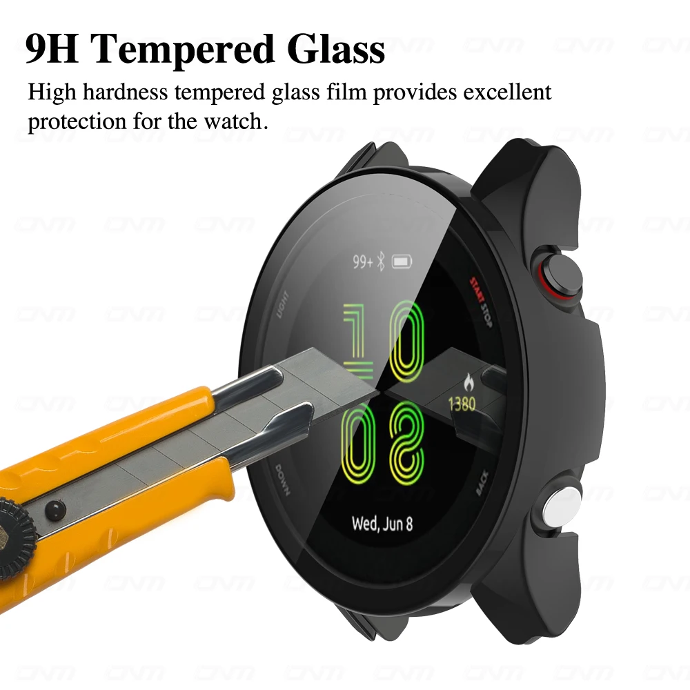 Funda protectora de pantalla para Garmin Forerunner 255/255S, carcasa protectora dura de PC con cubierta de vidrio templado, accesorios - imagen 4