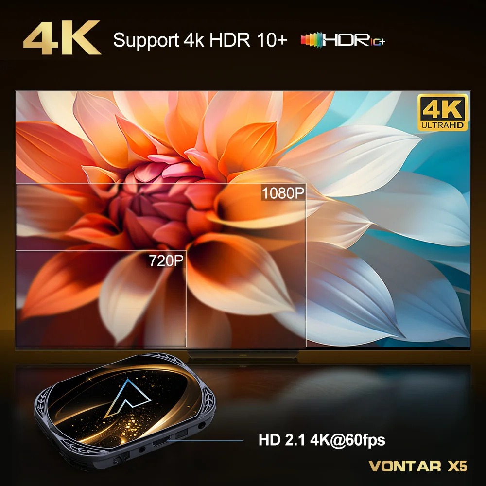 VONTAR X5 Android 14 TV Box Amlogic S905X5M 4GB 128GB 1000M Wifi6 4K AV1 TVBOX reproductor multimedia 32GB 64GB decodificador - imagen 4