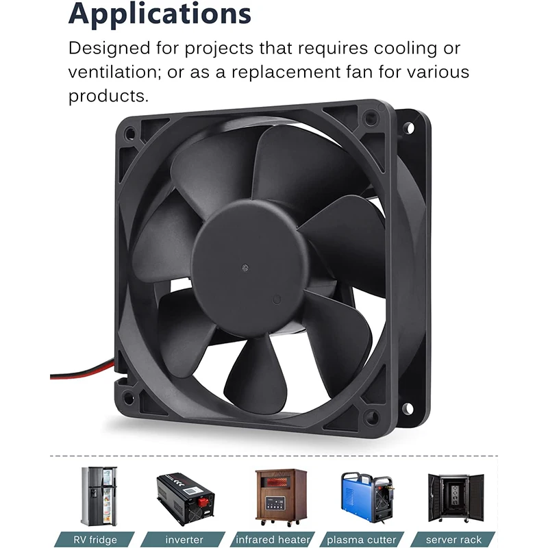 12038 12cm 4,72 pulgadas ventilador DC 12V/24V 0.5A 2 pines doble rodamiento de bolas chasis servidor fuente de alimentación ventilador de refrigeración - imagen 3