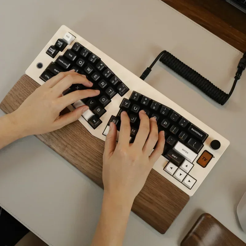ABM066 teclado personalizado de madera de nogal, reposamuñecas de resina, cómodo, ergonómico, antideslizante - imagen 4