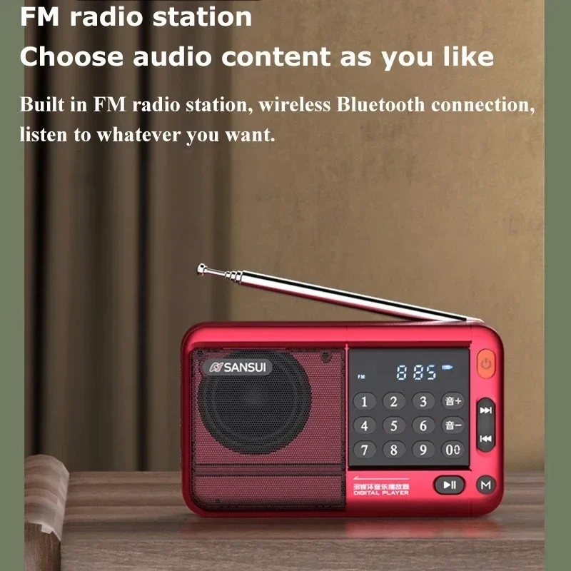 Sansui-Radio FM portátil, altavoces Bluetooth inalámbricos, Mini reproductor MP3 para transmisión, Walkman para escuchar música, F33 - imagen 4