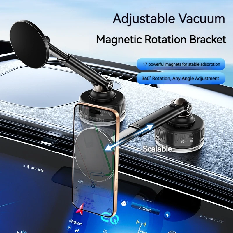 Soporte magnético para coche con ventosa telescópica de Metal, ángulo ajustable de rotación de 360, Compatible con tablero de teléfono, pared, superficie múltiple - imagen 2