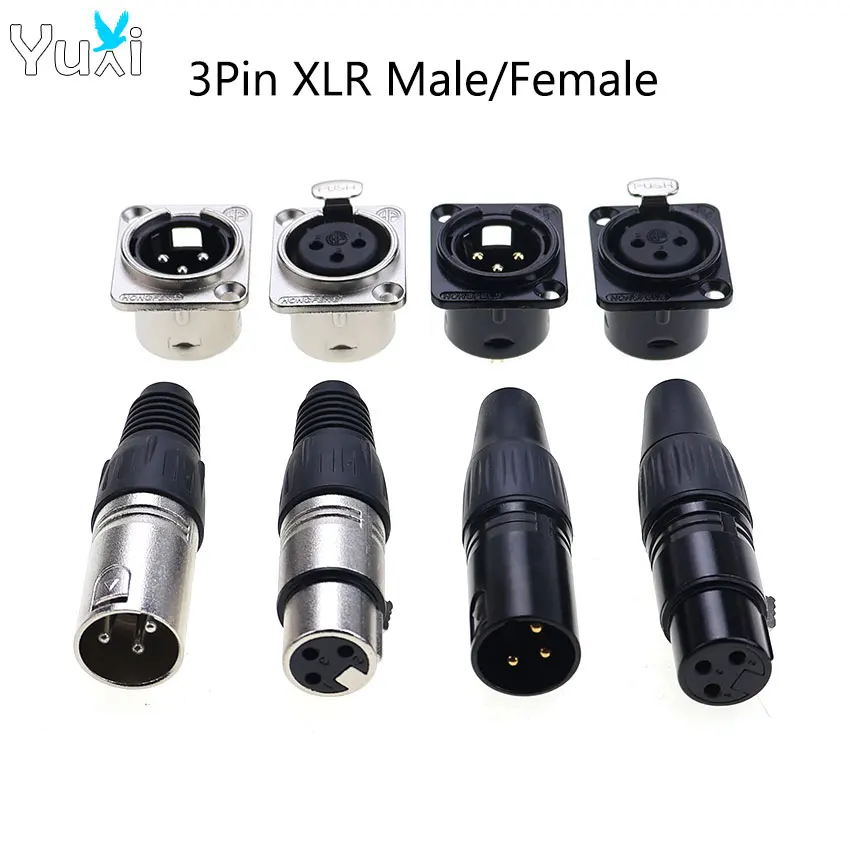 YuXi XLR conector Jack de montaje en Panel macho hembra de 3 pines enchufe de contacto de cobre micrófono enchufe de Cable de Audio