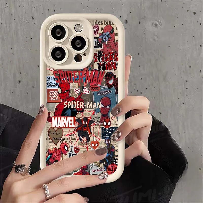 Funda Marvel Spider Man Deadpool para iPhone 16 15 14 13 12 11 Pro Max XS X XR 8 7 6S Plus SE 2020 chapado en silicona a prueba de golpes - imagen 3