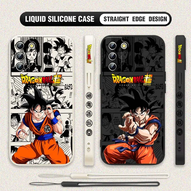 D-Dragon Ball Manga Son Goku funda para Samsung Galaxy S25 S24 S23 S22 S21 S10 FE Plus Ultra 5G funda de teléfono con cuerda izquierda líquida