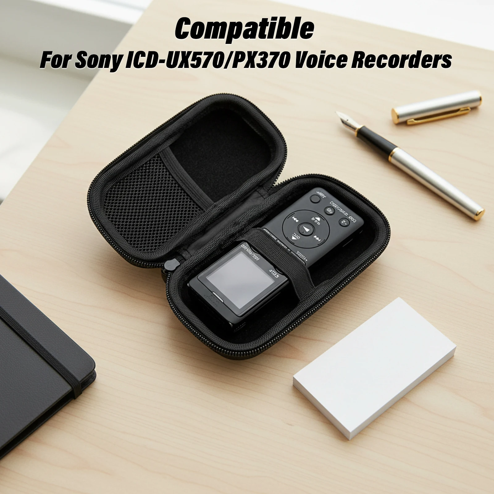 Estuche rígido de transporte con cremallera EVA, bolsa de almacenamiento para grabadora de voz Digital Sony ICD-UX570/PX370 - imagen 2