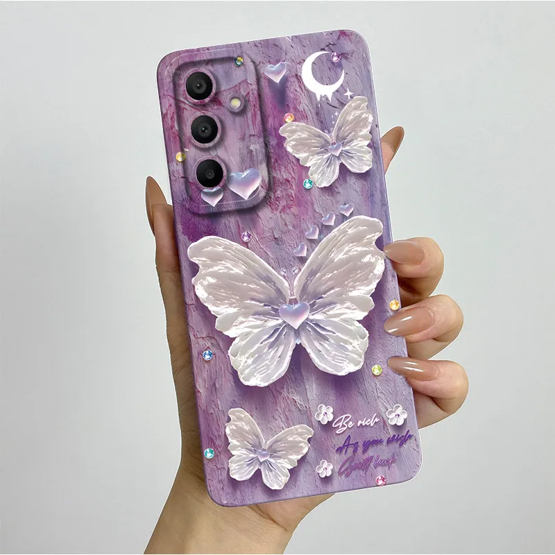 Fundas de teléfono para Samsung Galaxy A15, Funda trasera suave de TPU con flores y mariposas para Samsung A15 5G GalaxyA15, Funda a prueba de golpes - imagen 5