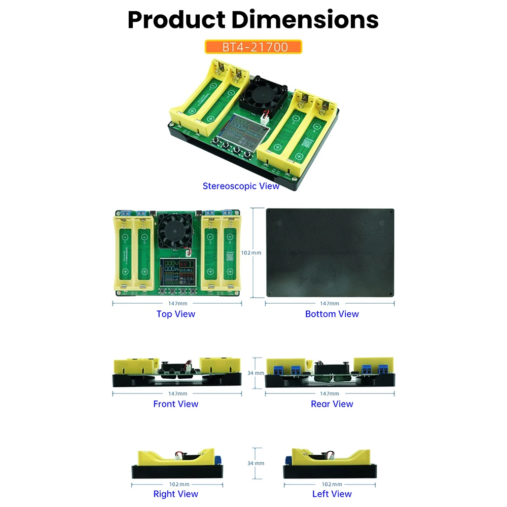 Probador de capacidad de batería de 4 canales 18650/21700, módulo de carga/descarga, Detector de energía de batería Digital integrado, probador tipo C - imagen 5