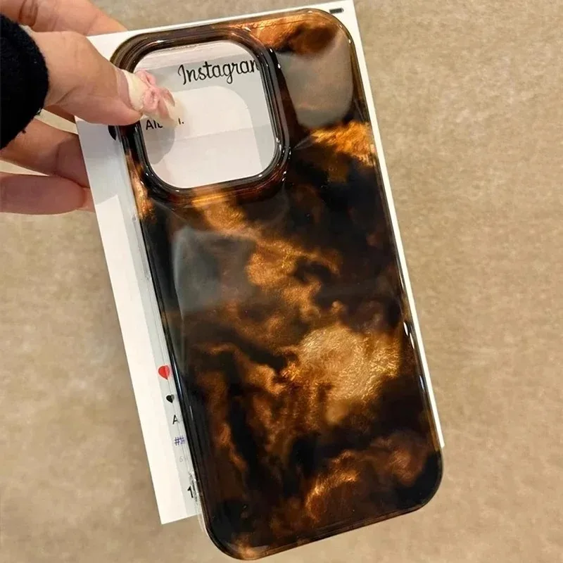 Funda de teléfono de silicona con diseño de vórtice, mezcla ámbar, negro y marrón, para iPhone 16 11 12 13 14 15 17 Pro Max X XS XR 7 8 Plus, funda suave - imagen 3
