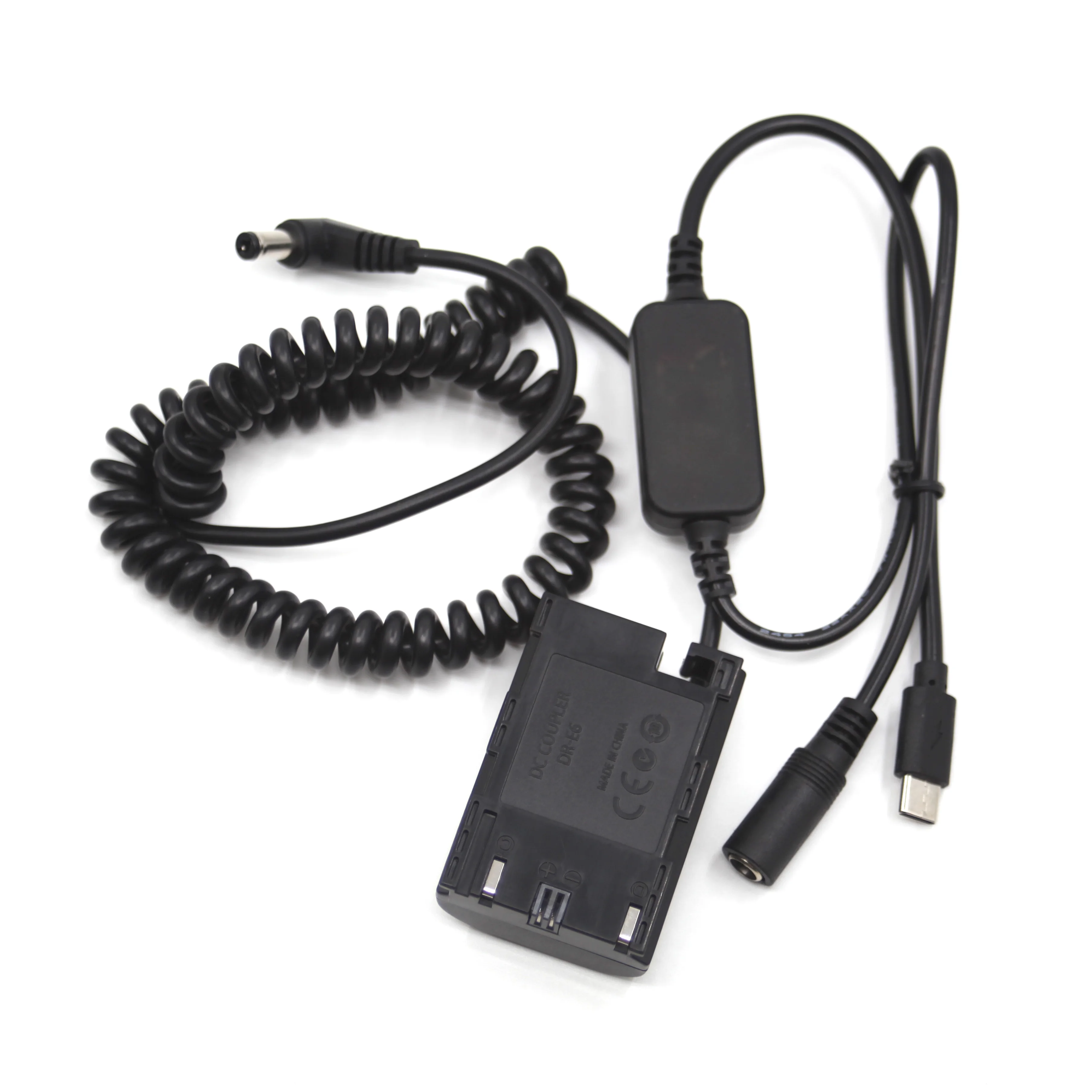 Cable de alimentación USB C DC LP E6, batería simulada, acoplador CC de DR-E6 completamente decodificado para cámara Canon EOS 5DII 5DS 60Da 6D 7D R6 80D 90D