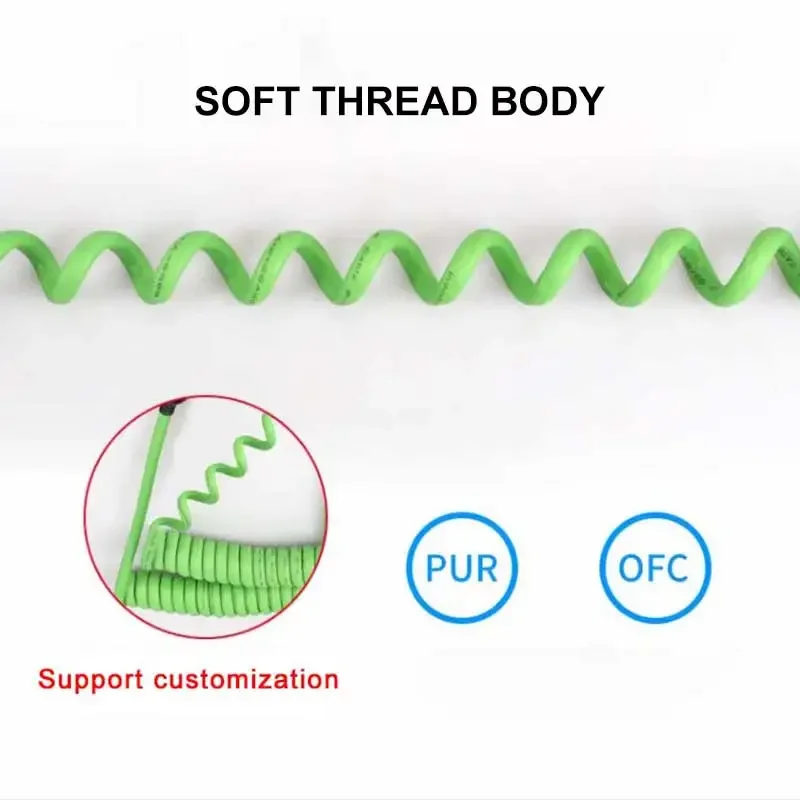 Cable de red Kilomega RJ45 de 8 pines, resorte de 1 metro con Cable Ethernet blindado, cámara Cat6a Rj45, línea PUR industrial de 8 núcleos, 3M, 5M - imagen 5