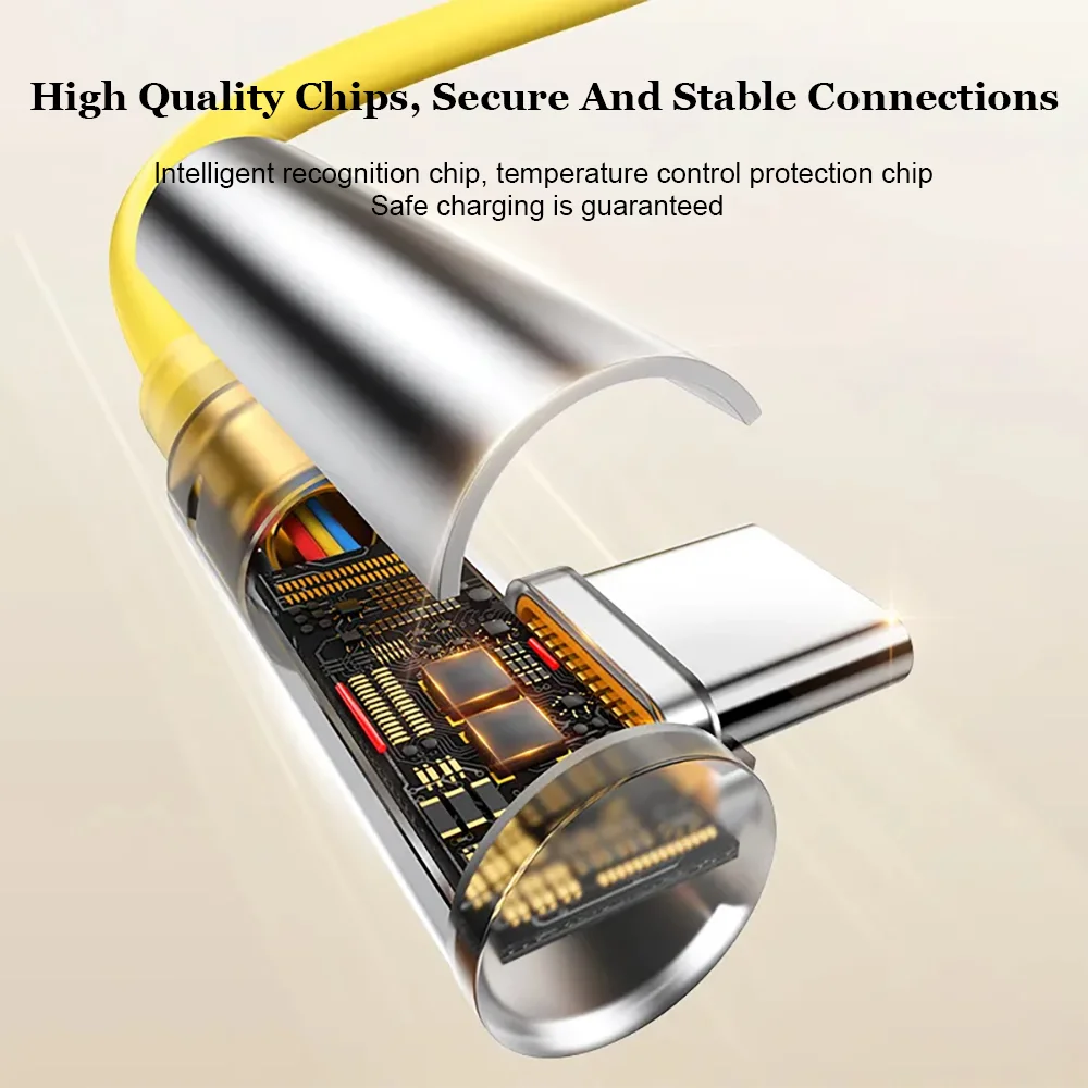 Para Xiaomi Cable de Carga Súper Rápida 120W 90 ° Codo tipo C a USB A cargador rápido para iPhone 17 16 Huawei Samsung S25 24 OnePlus - imagen 5