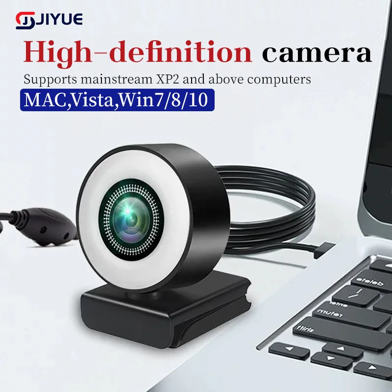 Cámara web 4K 2K 1080P, Control de luz, Full HD, 8MP, PC, portátil, Enfoque automático, transmisión en vivo, Flexible con micrófono, transmisión en vivo