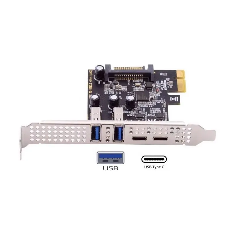Tarjeta de expansión PCIE a USB 3,2 Gen1 5Gbps PCI Express 1x 4X 8X 16X placa 2 USB 2 tipo C adaptador extensible convertidor USB de ordenador - imagen 2