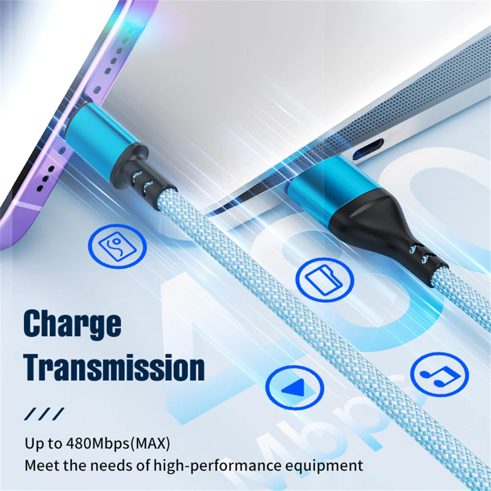 Cable USB C 3 en 2 de 100W, Cable de datos Micro USB tipo C de carga rápida para iPhone 15 16 Samsung Xiaomi, Cable cargador de teléfono de carga rápida - imagen 4