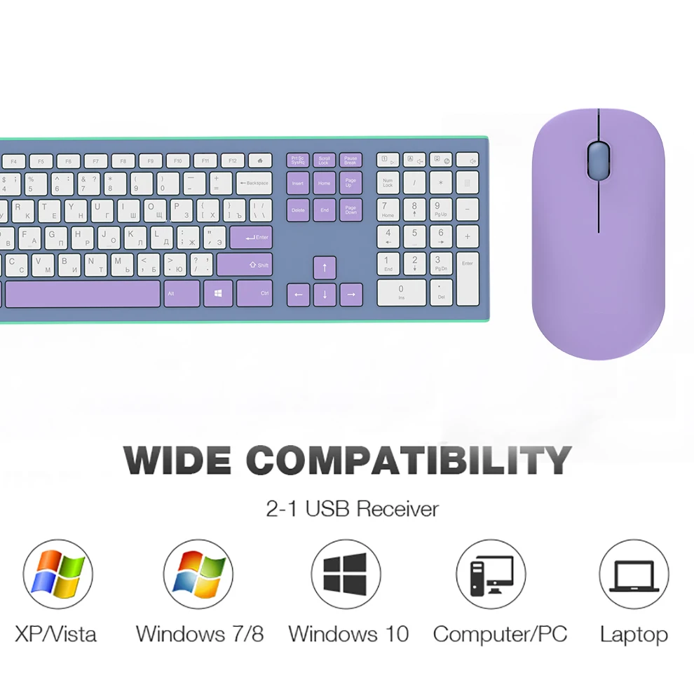 Teclado y ratón inalámbricos, Combo de teclado y ratón de tamaño completo de 2,4 GHz con teclado numérico para ordenador, PC, escritorio y portátil - imagen 4