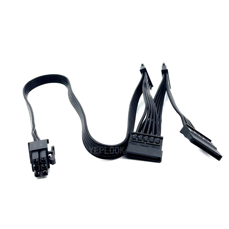 Cable de alimentación HDD SSD recto de 6 pines a 4 SATA macho, 18awg para CORSAIR CS450M, CS550M, CS650M, CS750M, CS850M, PSU Modular 50 + 15 + 15 + 15CM - imagen 4