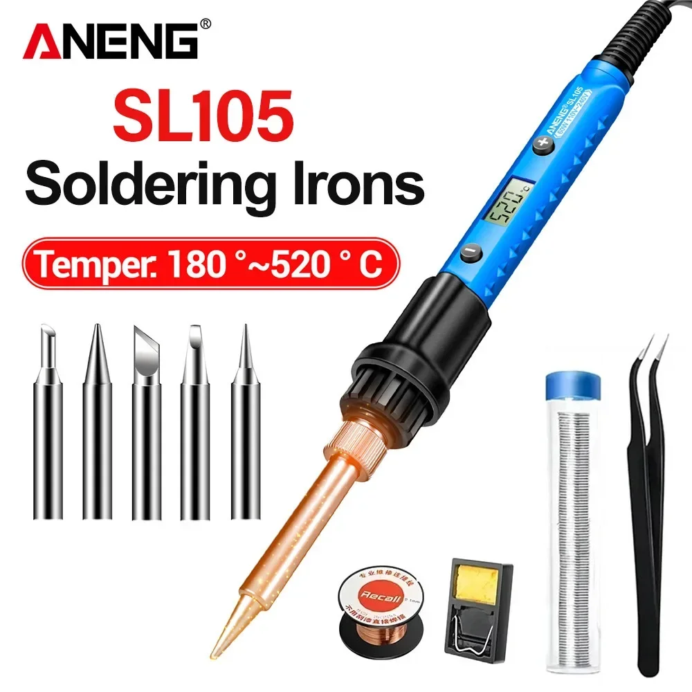 Kit de soldador eléctrico de temperatura ajustable de 60W ANENG SL105, herramientas de reparación de lápiz de calor de retrabajo de reparación de enchufe europeo - imagen 2