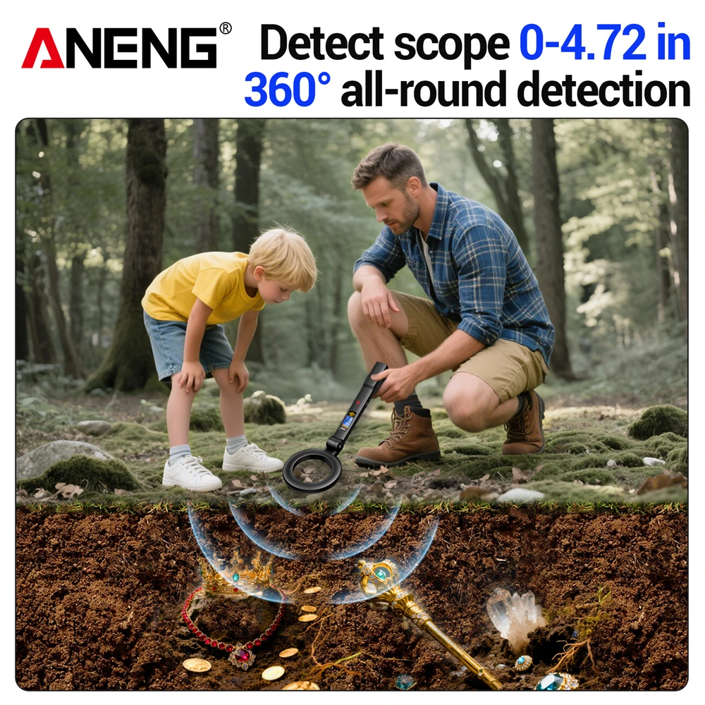 Detectores de metales ANENG DM3005B, zumbador de detección rápida portátil, alarma de vibración, pantalla retroiluminada azul, herramienta de prueba plegable LED - imagen 3