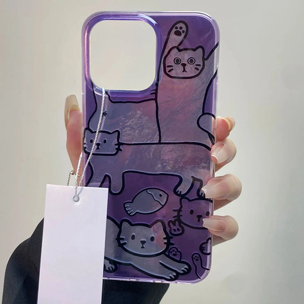 Funda de teléfono con diseño de vórtice degradado de gato con estampado rosa para iPhone 17 16 15 14 13 12 Pro Max 7 8 Plus 11 16e X XS XR SE - imagen 3
