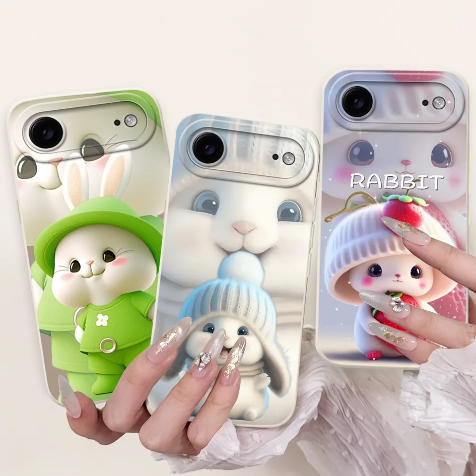 Funda para iPhone 17 Air Cover lindo conejo de dibujos animados gato pato suave silicona lente de cámara fundas protectoras para iPhone Air 17 Slim Capa