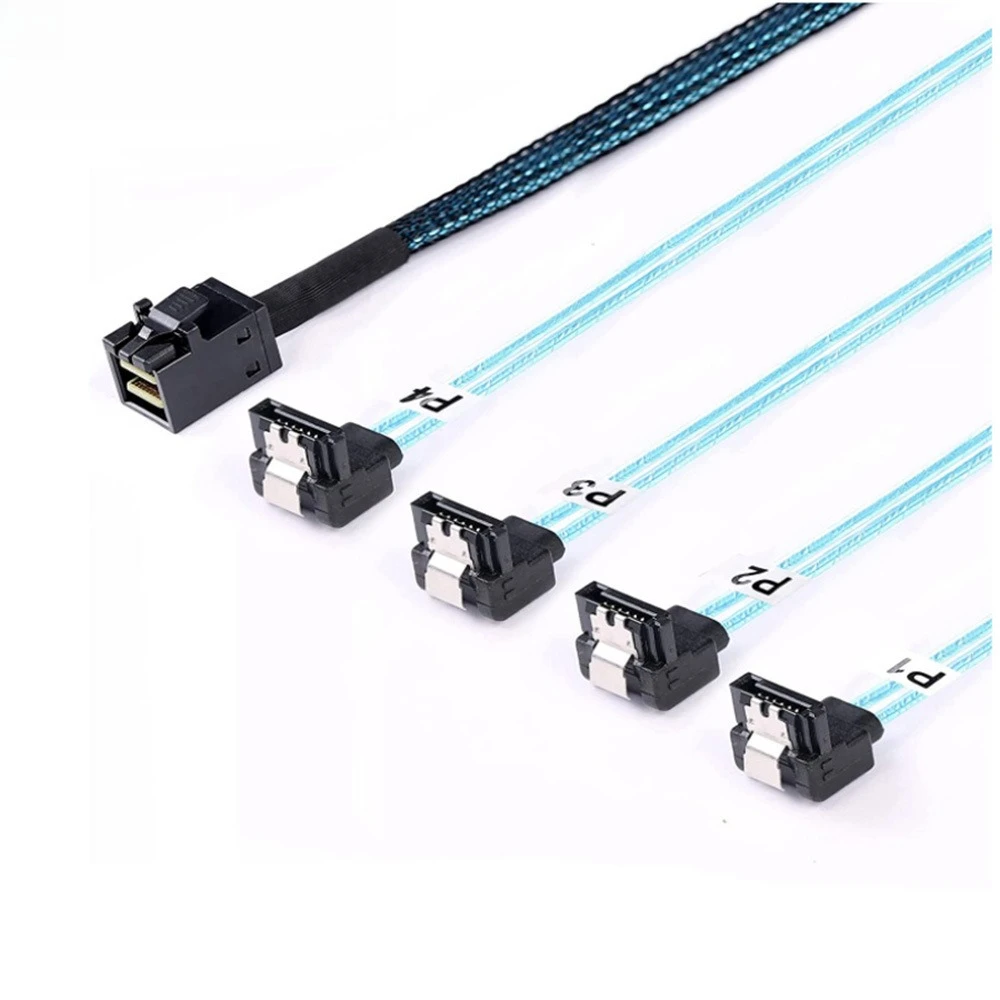 Cable de datos de disco duro de almacenamiento de servidor SATA Mini Sas Hd SFF-8643 a 4, 90 grados, longitud opcional, 0,5 M, 1M - imagen 3
