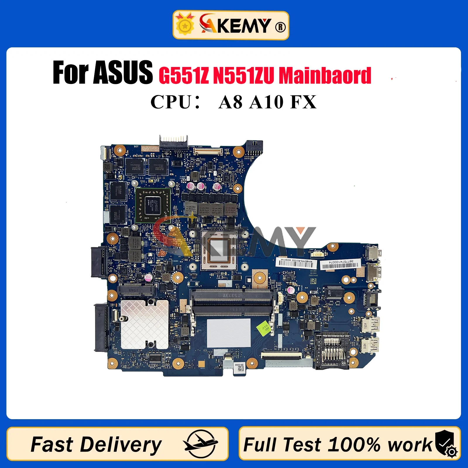 Placa base para ordenador portátil N551ZU para ASUS ROG N551Z G551Z N551ZU placa base para portátil con CPU A8 A10 FX 100% pruebas OK envío rápido stk