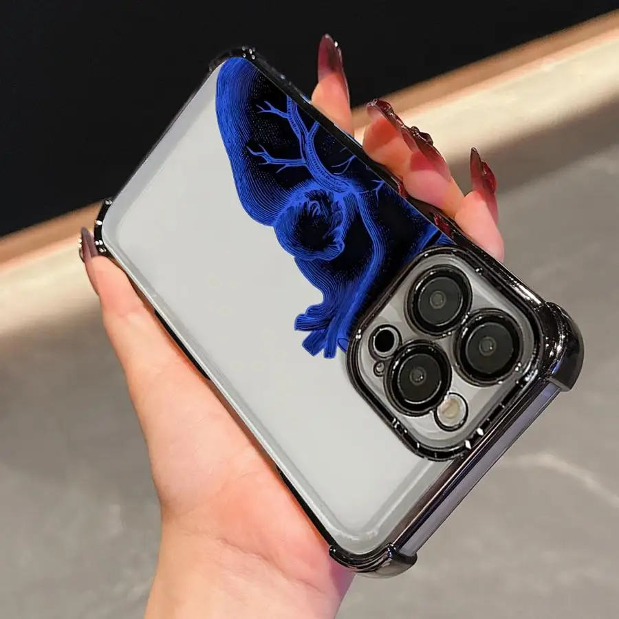 Funda de teléfono con corazón rojo y azul para Apple iPhone 13 12 11 Pro Max 16 15 14 Plus 16e 17 Air Clear Cover - imagen 2