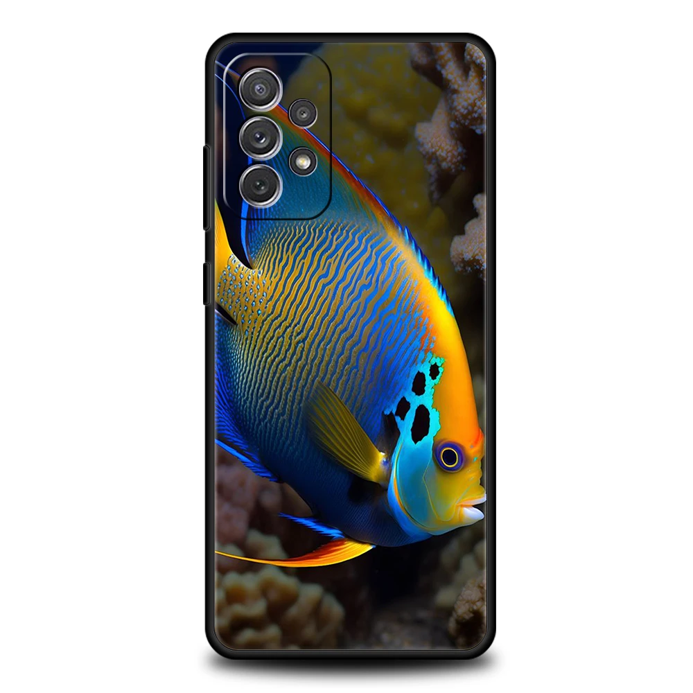 Funda de teléfono para Samsung A15 A13 A35 A55 A51 A71 A41 A31 A21S A03S A05 A17 A23 A25 A33 A53 A73 5G A07 4G cubierta de dibujos animados lindo pez - imagen 5