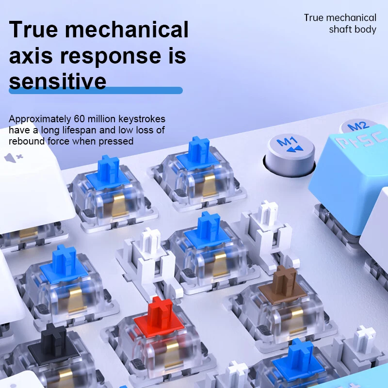 AULA F3001 Teclado mecánico Bluetooth inalámbrico tres modos Panel de Metal moldeado por inyección efecto de retroiluminación fresco 87 teclas - imagen 5