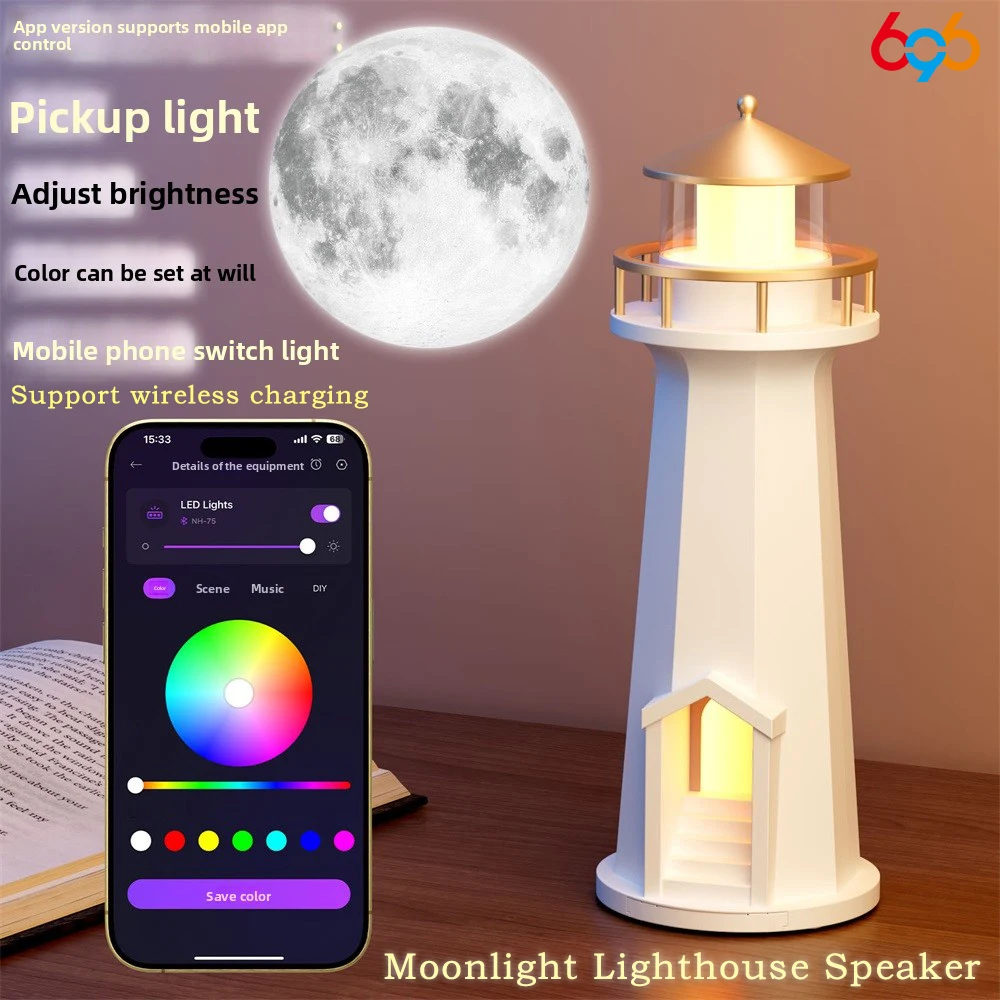 Luz nocturna, lámpara de Luna, lámparas de proyección de faro, Control por aplicación, altavoz de música de diente azul, luces ambientales, regalo de Festival de cumpleaños - imagen 5