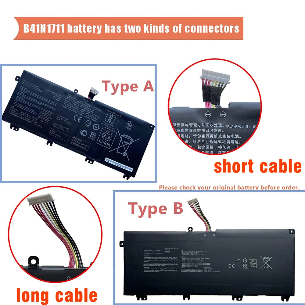 Batería B41N1711 para Asus ROG Strix GL503VM GL503VD GL703GE GL703VD GL703VM GL503G GL503GE FX503VM FX63VD FX63VM FX705DD FX705DY FX705GE FX705GM - imagen 3