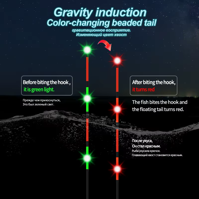 Flotador con Sensor de gravedad, 1 CR425 + 1 tubo flotador + 1 bolsa de ganchos + 1 flotador compuesto, Nano cambio de Color, accesorios de boya eléctrica - imagen 3