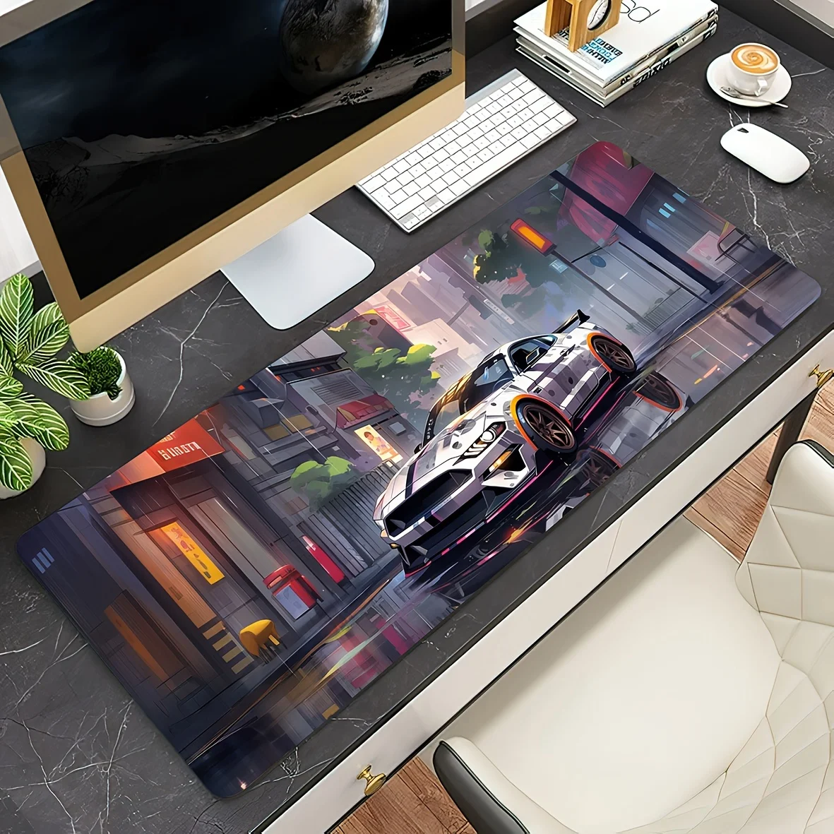 Alfombrilla de ratón grande de Anime Cool Doodle, alfombrilla de escritorio para coche deportivo, accesorios para juegos, alfombrilla antideslizante para mesa, alfombrilla para teclado de escritura, velocidad - imagen 3