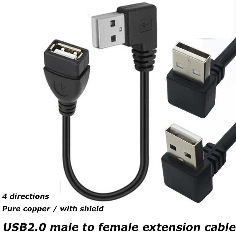 1 Uds 30CM 90 grados USB 3,0/2,0 adaptador macho a hembra Cable extensor de extensión de ángulo 5Gbps transmisión rápida izquierda/derecha/arriba/abajo - imagen 2