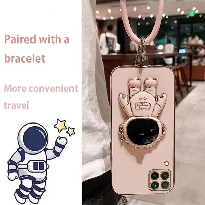 Funda de teléfono chapada con pulsera de astronauta para Huawei Honor 10 20 Lite 30s Play 3 4 5t 4t 6t 8X Max X8 X9 9X Pro Y9s 7x - imagen 4