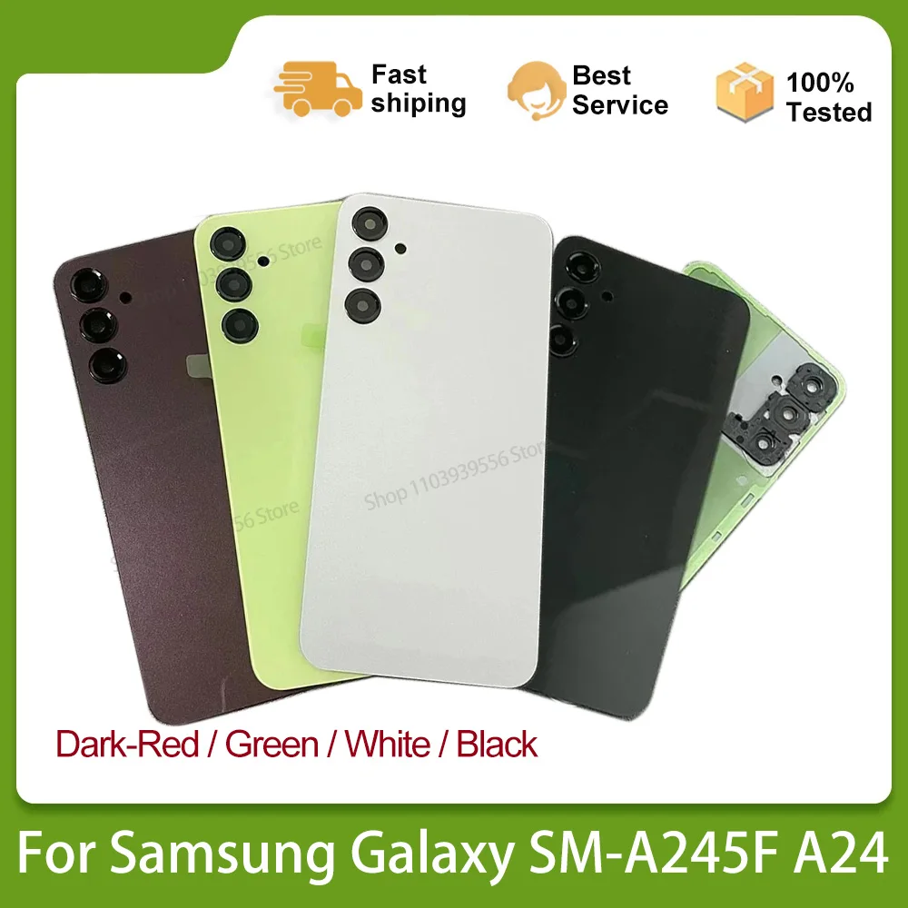 Funda de batería trasera para Samsung Galaxy SM-A245F, A24, a24, 4G, carcasa de puerta trasera, repuesto con pegatina adhesiva para lente de cámara