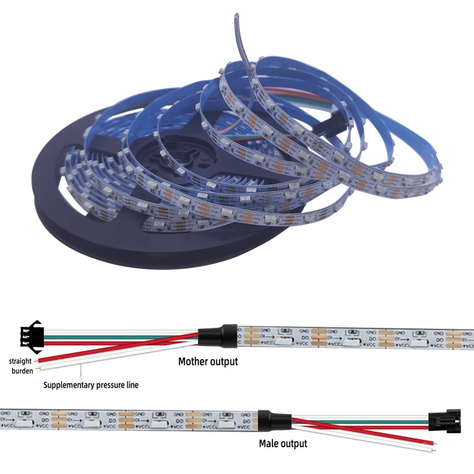 Tira de luces LED Digital de emisión lateral DC5V 12V WS2812B SK6812 4020 IC 60LEDs/m 5mm RGB a todo color direccionable individualmente IC cinta led - imagen 3