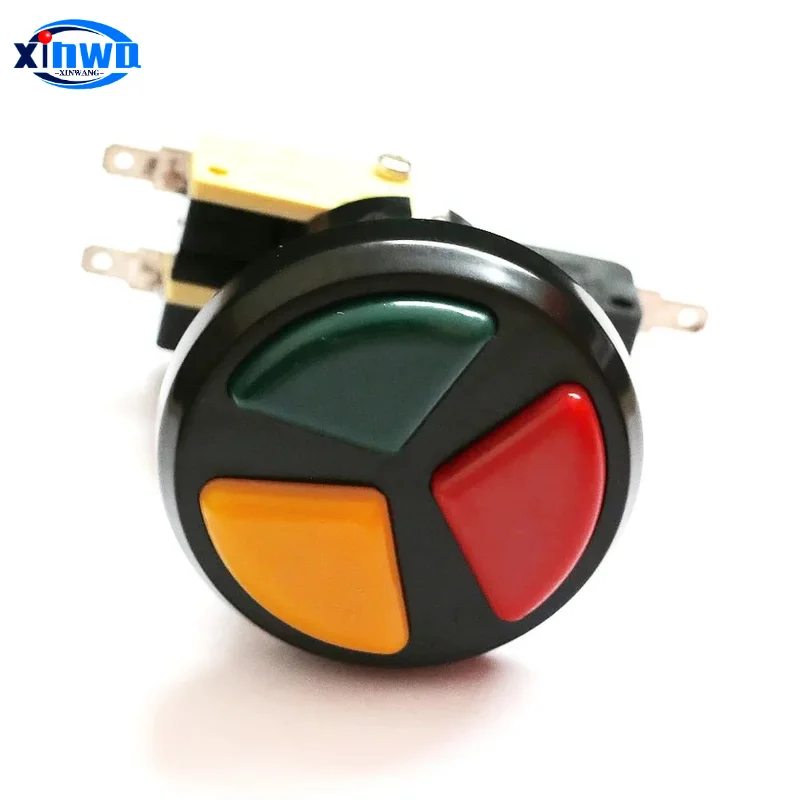 Baolian-microinterruptores 3 en 1, pulsador redondo de Triple Color, interruptor de reinicio automático para monedas, juegos recreativos, máquina expendedora, piezas de Pinball - imagen 3