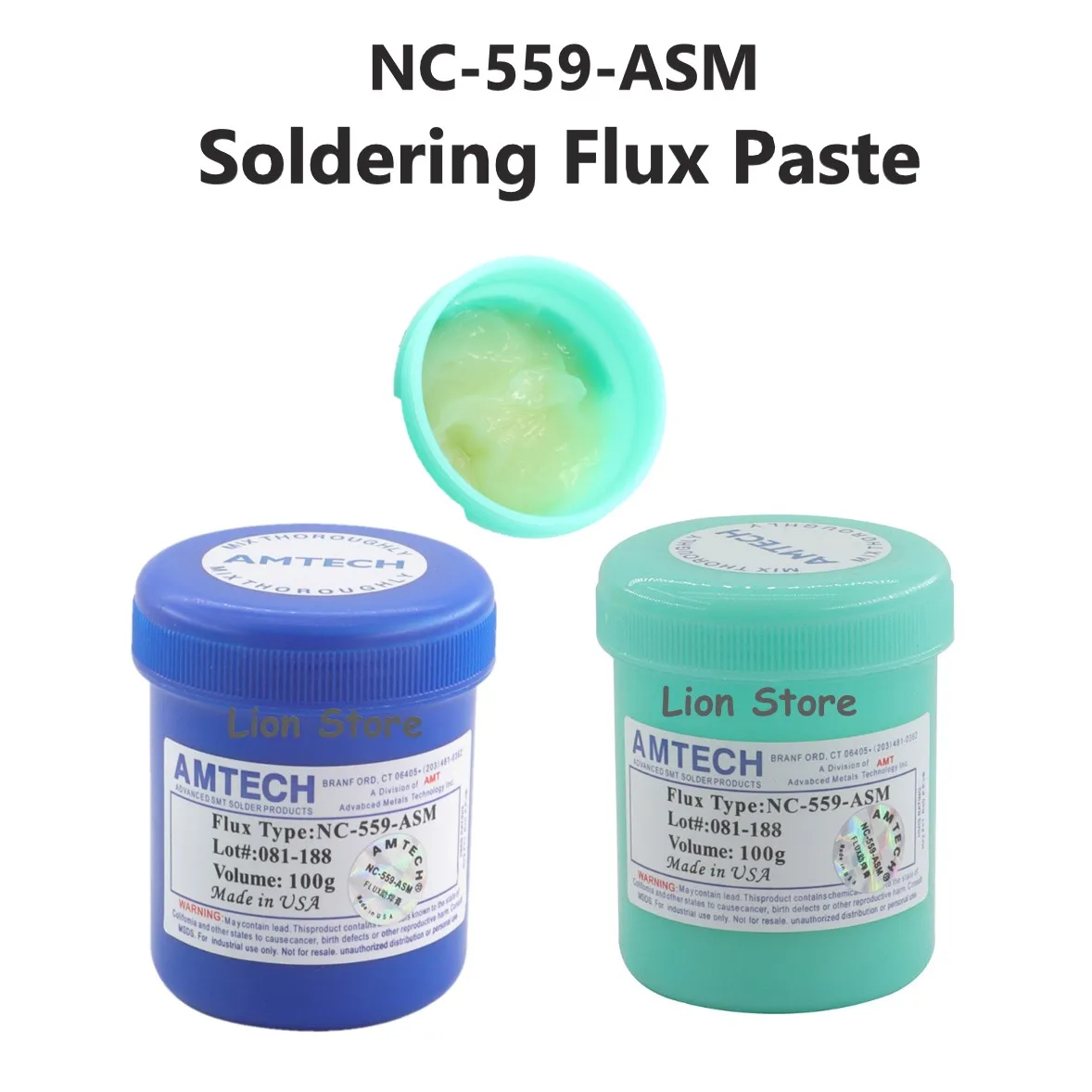 2-6 uds para pasta fundente de soldadura AMTEOH BGA NC-559-ASM flujo de aceite de soldadura 100g sin plomo sin halógenos sin limpieza reparación especial