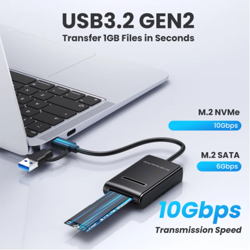 USB 3,0 USB-C tipo C tipo A a NVME M-key M.2 NGFF SATA SSD acoplamiento Cable externo Horizontal gabinete RTL9210B Chipset - imagen 5