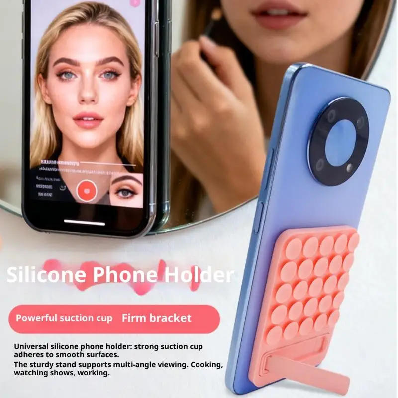 Accesorio adhesivo plegable para teléfonos inteligentes, soporte de silicona con ventosa para teléfono, espejo, ducha, soporte para teléfono para selfies y vídeos, 1 Uds. - imagen 3