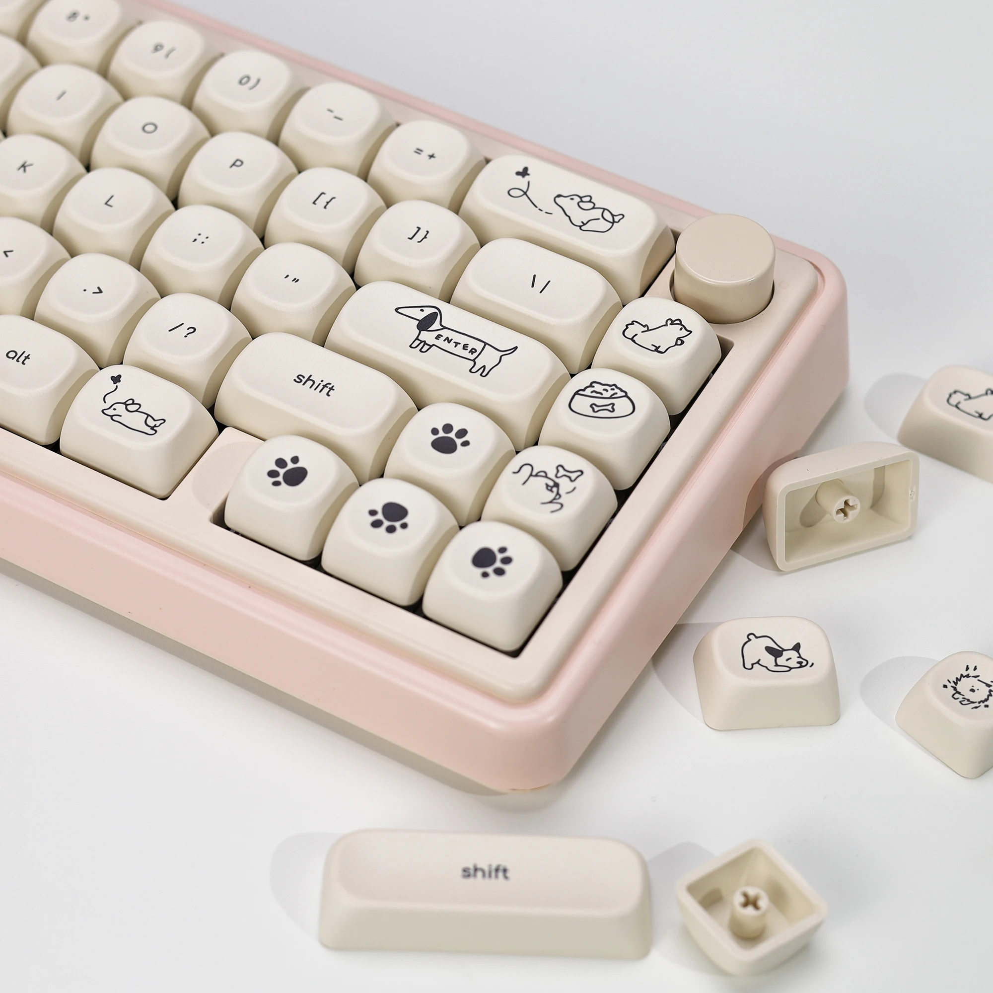 KBDiy-teclas de perro bonito PBT, estilo minimalista, perfil KOA, teclas personalizadas DIY Alice ISO para teclado mecánico para juegos de 60 Wooting - imagen 2
