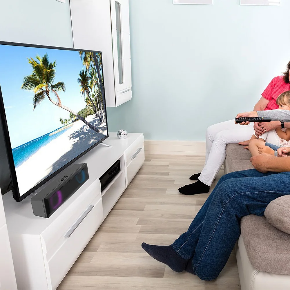 Altavoz Bluetooth A4, reproductor de música estéreo envolvente de 360 grados, reproductor Multimedia de televisión portátil, RGB, banda larga, Subwoofer - imagen 4